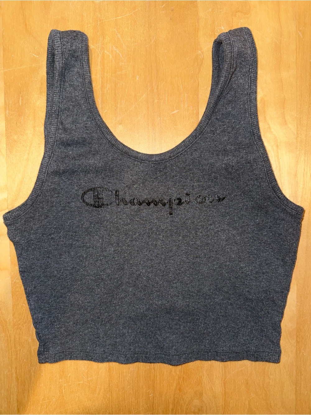 Champion Dark Gray Ribbed Crop Tank